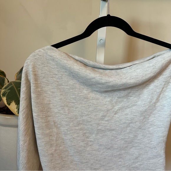 Free People Fuji Thermal One Shoulder Top in Light Grey - Picture 5 of 7